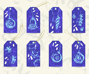 Fototapeta premium Hand drawn Christmas and new year gift tag se