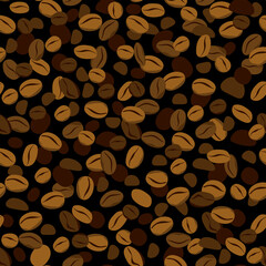 Materiał do szycia Seamless pattern. Coffee beans on black background.