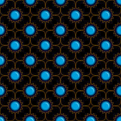 Materiał do szycia Art Deco seamless pattern. Abstract geometric background with blue stone.. Vintage style.