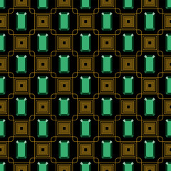 Materiał do szycia Seamless pattern Art Deco. Abstract geometric background with emerald stone.
