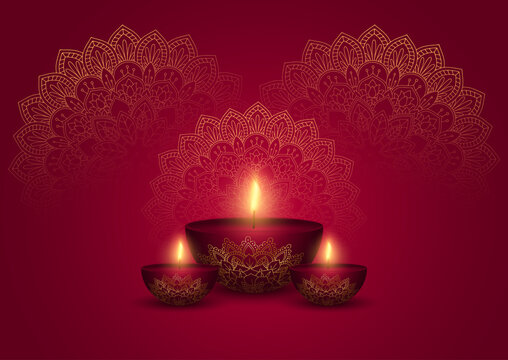 Decorative Diwali Background In Gold And Red