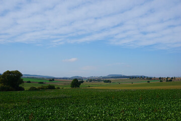 Fototapeta na wymiar Blick über die Felder auf die schöne Umgebung zwischen Lamspringe und Bad Gandersheim
