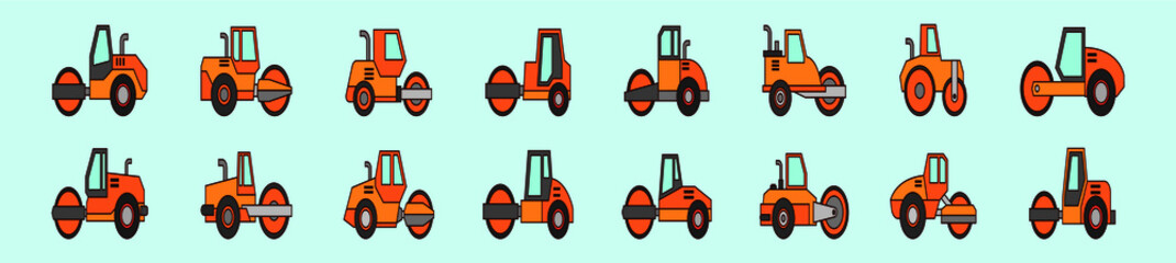 set of industrial transportation cartoon icon design template with various models. vector illustration isolated on blue background