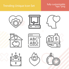 Simple set of possession related lineal icons.