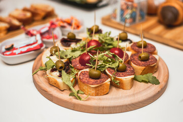 delicious canape snack served on plate