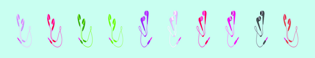 Naklejka premium set of earphone cartoon icon design templates with various models. vector illustration isolated on blue background