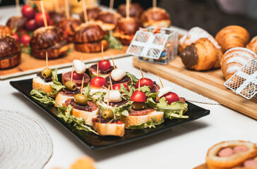 delicious canape snack served on plate