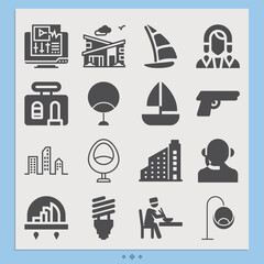 Simple set of wang related filled icons.