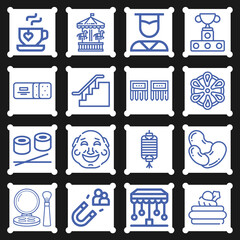 16 pack of asian  lineal web icons set