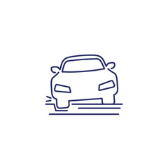 pothole line icon with a car