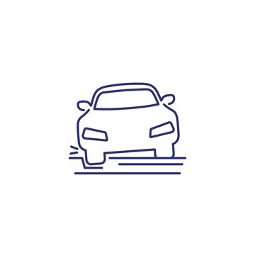 Pothole Line Icon With A Car