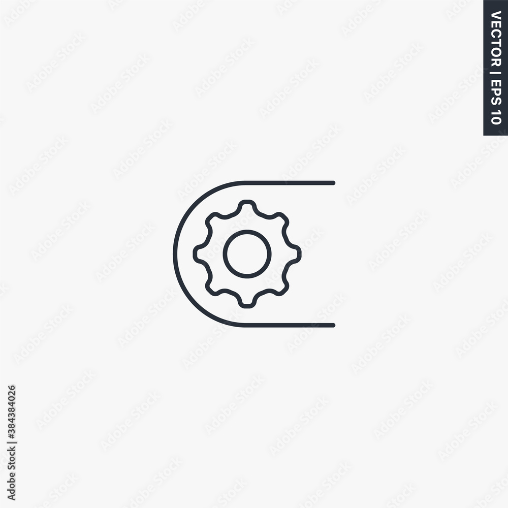 Aufkleber mechanical part, linear style sign for mobile concept and web design
