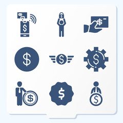 Simple set of 9 icons related to government note