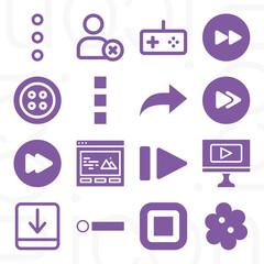 16 pack of continue  filled web icons set