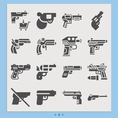 Simple set of rifle vector related filled icons.