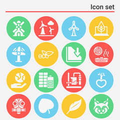 16 pack of habitat  filled web icons set