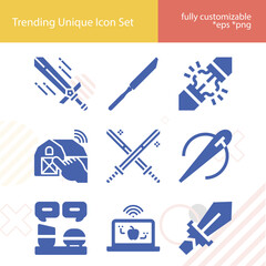 Simple set of sharp related filled icons.