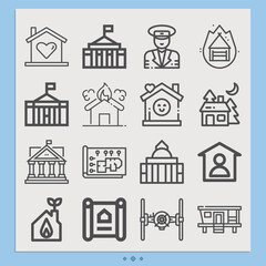 Simple set of cabin related lineal icons.