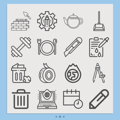 Simple set of geography related lineal icons.