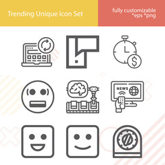 Simple set of update related lineal icons.