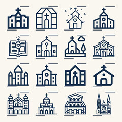Fototapeta premium Simple set of divine service related lineal icons.