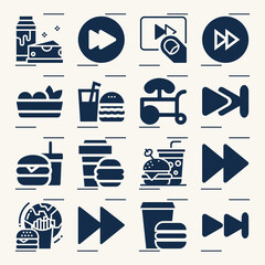 Simple set of instantaneous related filled icons.