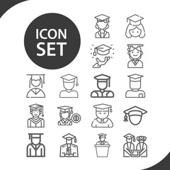 Simple set of scholarly person related lineal icons.