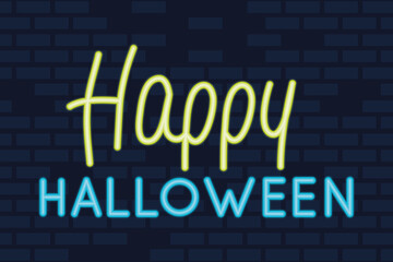 Obraz premium happy halloween lettering in neon light