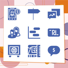 Simple set of 9 icons related to discussion