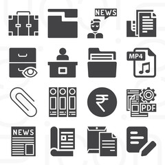 16 pack of article  filled web icons set