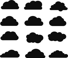 Design Simple Vector Flat Weather Cloud Icon Set