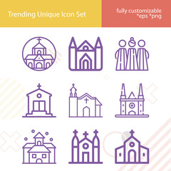 Fototapeta premium Simple set of parish related lineal icons.