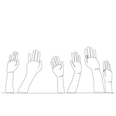 vector, isolated, continuous line drawing of people hand