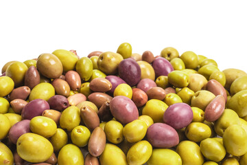Tasty mix olives background.