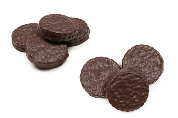 Chocolate cookies isolated on white.