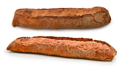 Fresh baguette isolated in white.