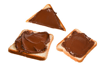 Сhocolate paste sandwich isolated on white background.