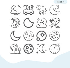 Simple set of lunar month related lineal icons.