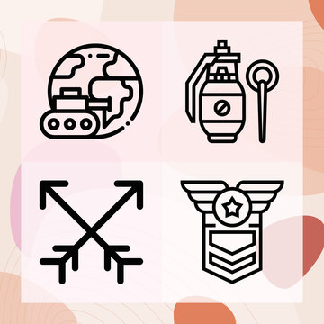 Simple set of armed combat related lineal icons