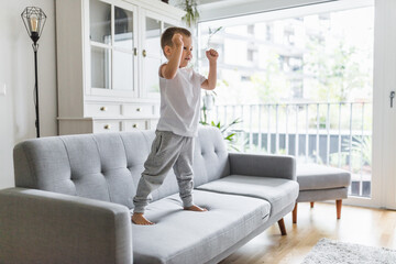 Cute child at home in the living room