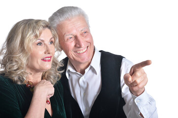 Close-up portraithappy surprised senior couple