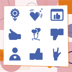 Simple set of 9 icons related to kindness