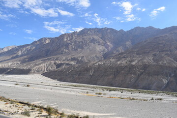 landscape with snow and mountains withshyok river leh Ladakh