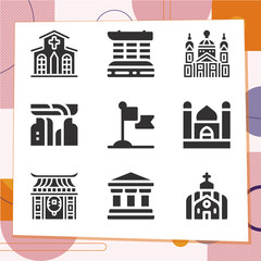 Simple set of 9 icons related to symbolic