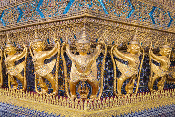 Golden statue of Garuda (a mythical half man and bird) at Wat Phra Kaew, Bangkok< thailand.