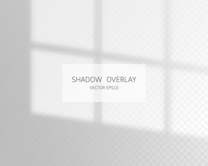 Shadow overlay effect. Natural shadows from window isolated on transparent background. Vector illustration. 