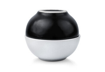 black and white bowl isolated on white background
