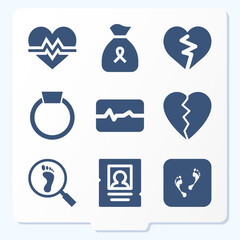 Simple set of 9 icons related to cherished