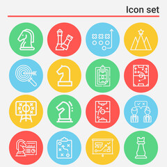 16 pack of military science  lineal web icons set