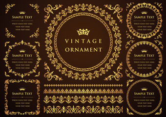 Vintage ornament set. borders and frames.